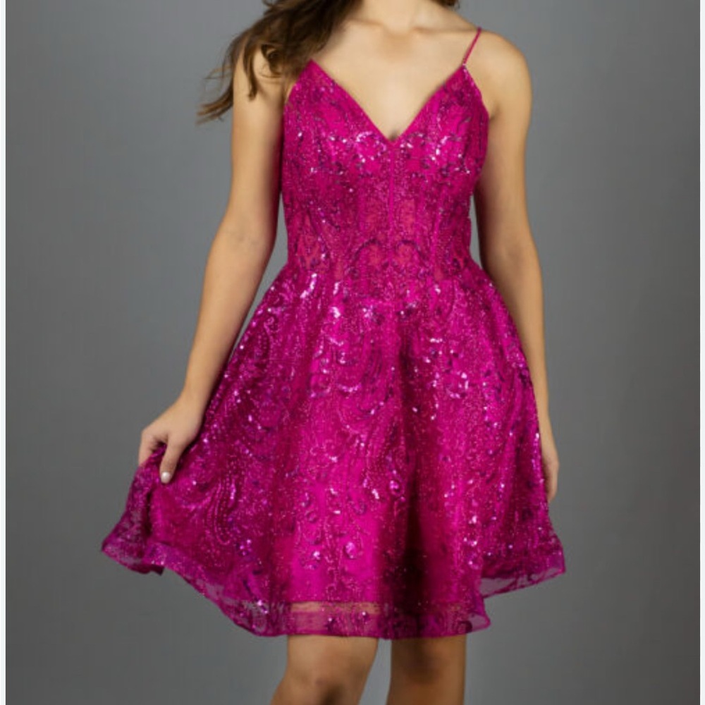Elegant Pink Sequin Dress